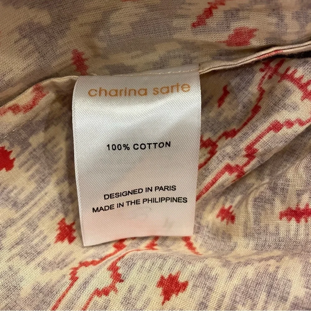Charina Sarte Ikat Wide Smocked Waist Tiered Ruffle Cotton Mini Skirt Size Small - Picture 8 of 11